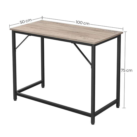 Rootz Bureau - Bureau Met Metalen Frame - Bureau - Computerbureau - Schrijftafel - Thuiskantoormeubilair - Werkstation - Studiebureau - Directiebureau - Verstelbaar Bureau - Gaming Bureau - Greige-Zwart - 100 x 50 x 75 cm (L x B x H)
