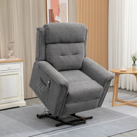 Rootz Recliner - Stand-up Chair - Armchair - Tv Chair - Incl. Remote Control - Footrest - Steel - Grey - 89L x 96W x 108H cm