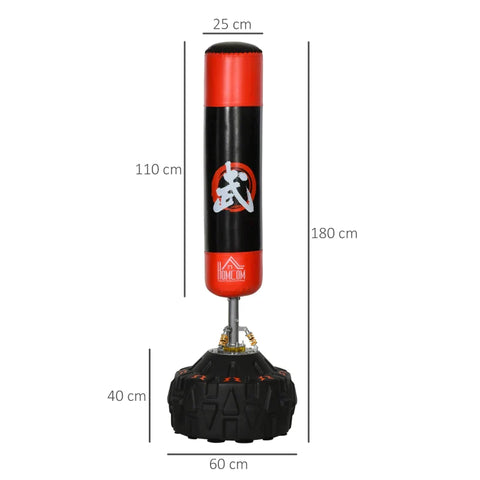 Rootz Punching Bag - Boxing Training - Boxing Stand - Punch Stand - Boxing Assistant - Black/Red - 60x60x180 cm