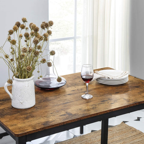 Rootz Eettafel - Keukentafelset met elk 2 banken (97 x 30 x 50) cm - Metalen frame - Industrieel ontwerp (110 x 70 x 75 cm)