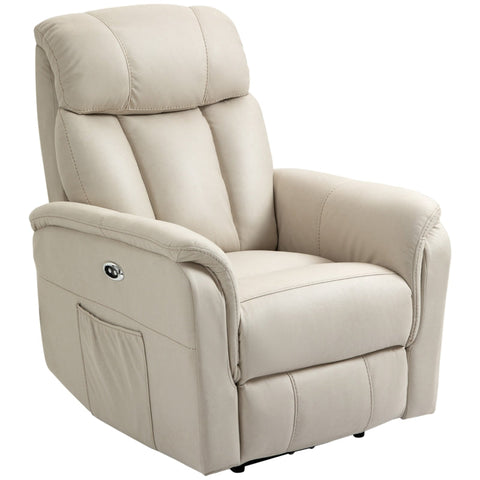 Rootz Relax Chair - Electric Recliner Chair - With Remote Control - Adjustable Backrest 155° - Extendable Footrest - Creamy White - 95W x 90D x 105H cm