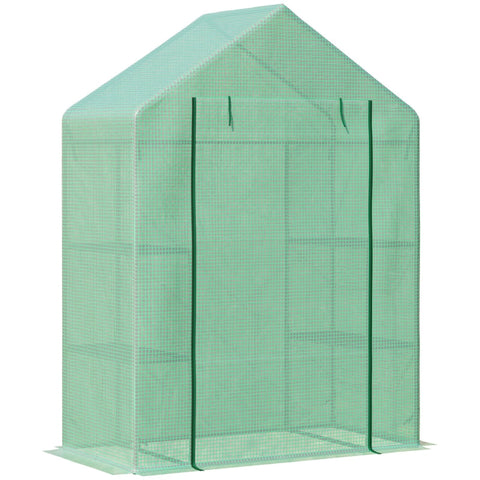 Rootz Foliengewächshaus – Gewächshaus mit 6 Regalen – begehbares Gartenhaus-Gewächshaus – Tomatenhaus – Pflanzenhaus mit aufrollbarem Eingang – Frühbeet – grün – 141 x 72 x 191 cm