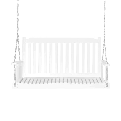 Rootz Tuinschommel - Schommelstoel - Hangbank - Verandaschommel - Stoelzitting - Hout - Wit - 117 cm x 69 cm x 60 cm