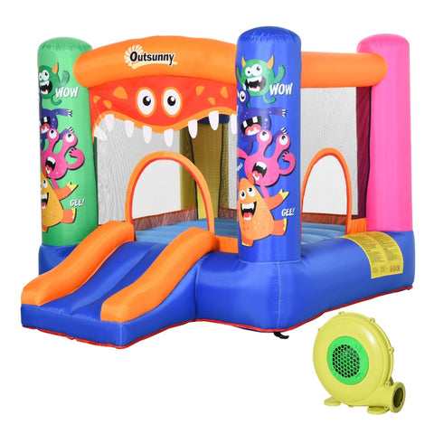 Rootz Springkasteel - Met Blaasglijbaan - Voor 2 Kinderen - Opblaasbaar Springkasteel - Buitenspeelkasteel Speelhuis - 250 x 180 x 175 cm