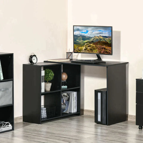 Rootz L-Shaped Desk - Corner L-Shaped Desk - Computer Table - Game Table -  Office Desk - Black - 100 x 90 x 75 cm