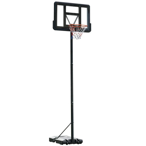 Rootz Basketball Stand - Portable Basketball Hoop Stand - Height Adjustable - Moving Wheels - Black - 110 cm x 75 cm x 370 cm