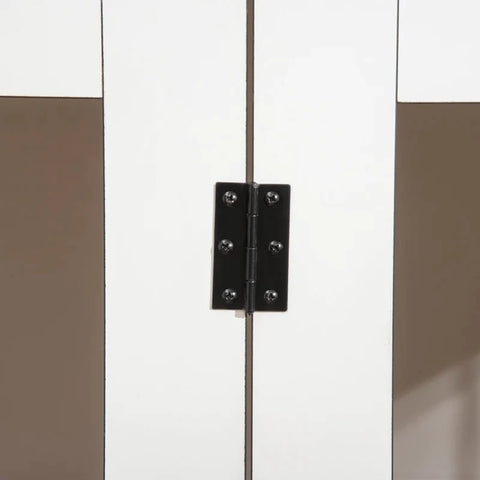 Rootz Dog Cage - 2-in-1 Design Dog Crate - Lockable  - Steel - Chipboard - Dark Walnut + White - 106cm x 60cm x 76cm