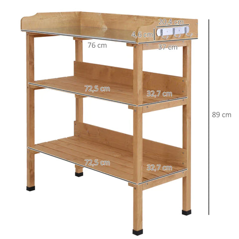 Rootz Planting Table - Table - Garden - Balcony - Natural - 76 cm x 37 cm x 89 cm