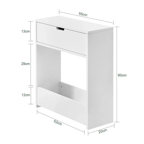 Rootz Bathroom Toilet Paper Roll Holde-Bathroom Shelf Narrow Shelf Storage Cabinet- W55 x D20 x H60cm