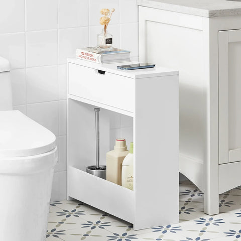 Rootz Bathroom Toilet Paper Roll Holde-Bathroom Shelf Narrow Shelf Storage Cabinet- W55 x D20 x H60cm