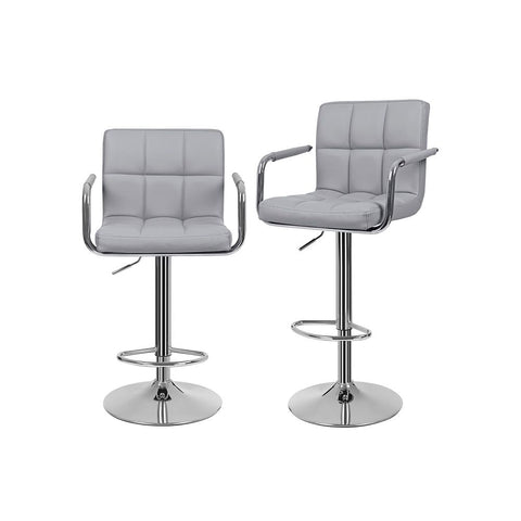 Rootz Barkruk - Set Van 2 Barkrukken - Verstelbare Barkruk - Draaibare Barkruk - Moderne Barkruk - Industriële Barkruk - Gestoffeerde Barkruk - Barkrukken Met Armleuningen - Grijs - 44,5 x (95-115) x 38 cm (B x HxD)