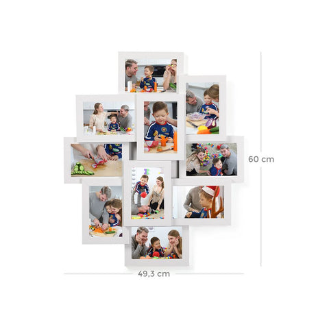 Rootz Photo Frame - Collage Photo Frame - Wall Mounted Photo Frame - Picture Frame - Wall Photo Frame - Decorative Photo Frame - Gallery Photo Frame -  White - 60 x 49.3 x 3.6 cm (W x H x D)