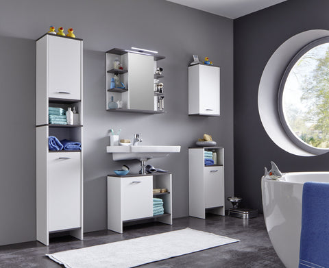Rootz Bathroom Cabinet - Washbasin Cabinet - White - 60 x 55 x 28 cm