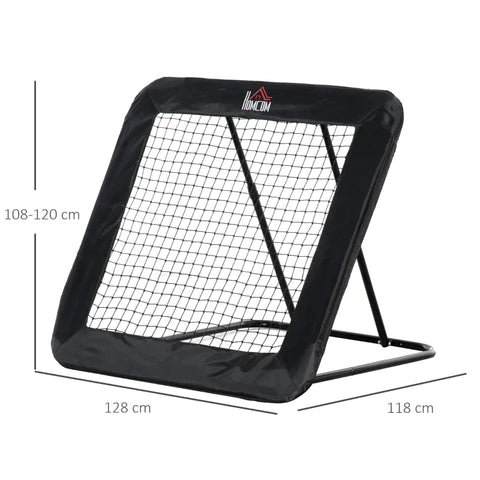 Rootz Football Rebounder Net - Football Rebounder - Training Rebounder Net - Foldable Kickback - Goal Rebound - Adjustable In 5 Steps - Steel - Black - 128 x 118 x 108-120 cm