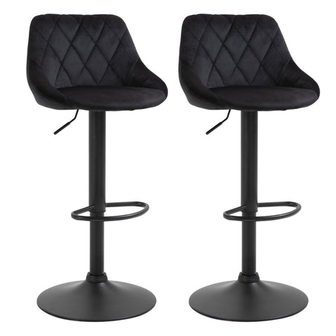 Rootz Barkruk - Set Van 2 Barkrukken - Draaibare Gestoffeerde Hoge Kruk - In Hoogte Verstelbaar - Barkruk Zonder Armleuningen - Zwart - 46 x 48 x 83-104 cm
