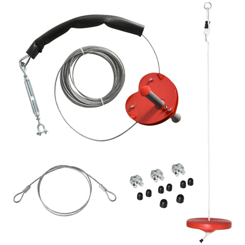 Rootz Zip Line Kit - Outdoor Zipline For Children -  PP Plastic - Steel - Red - 2000 x 28 x 140 cm
