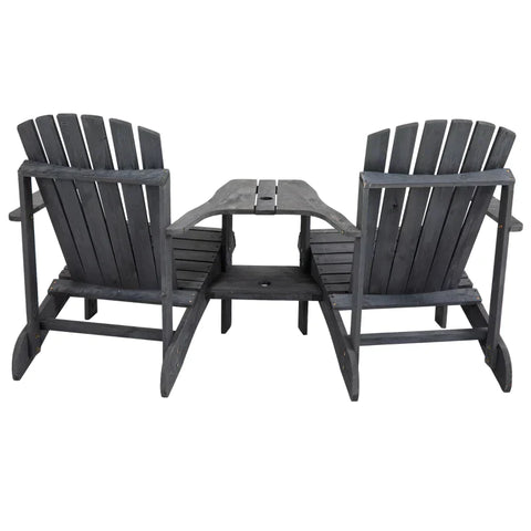 Rootz Garden Chairs With Side Table -  Double Adirondack Chairs - Fir Wood - Dark Grey - 178 x 87 x 92 cm