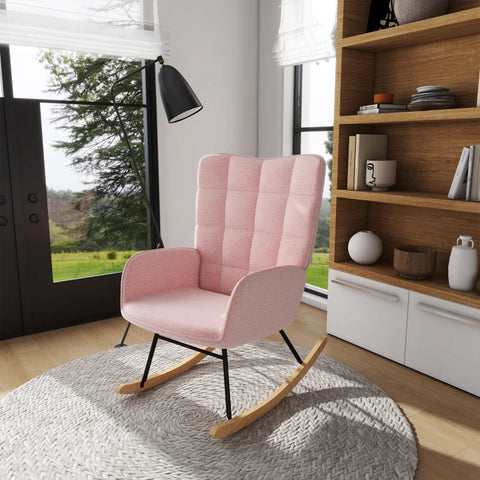 Rootz Relaxstoel - Schommelstoel - Zachte vulling - Kinderkamer - Elegant design - Berberfleece polyester - Roze - 71L x 92W x 101H cm