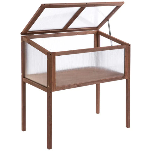 Rootz Hochbeet – Anzuchttisch – Kräuterbeet – Pflanzkasten für den Garten – Balkon und Terrasse – Tannenholz – PC-Platte – Braun – 90 x 50 x 93 cm