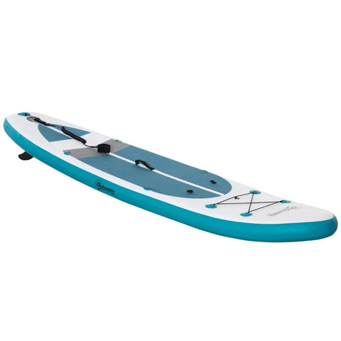 Rootz Surfboard - Inflatable Surfboard - Stand Up Board With Paddle - Surfboard With Adjustable Paddle - Kayak Seat - Foldable - EVA - Non-slip - White + Blue - 320L x 76W x 15H cm