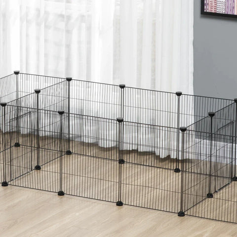 Rootz Small Animal Cages - Small Animal Run - Small Animal Enclosure - Modular Cage - Mesh Sheet - Plastic Connectors - Cable Tie - Black - 175cm x 70cm x 45cm