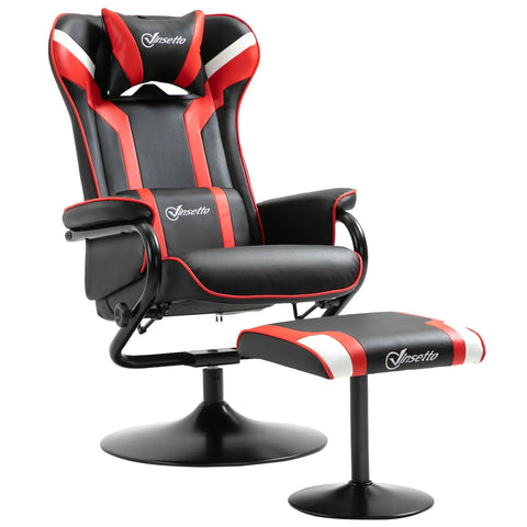 Rootz Relax Chair - Relaxation Chair - With Stool - TV Chair - Upholstered Chair - Game Style - Gaming Chair - Reclining Function - 130° Tiltable - Black/Red - 67 x 82.5 x 103 cm