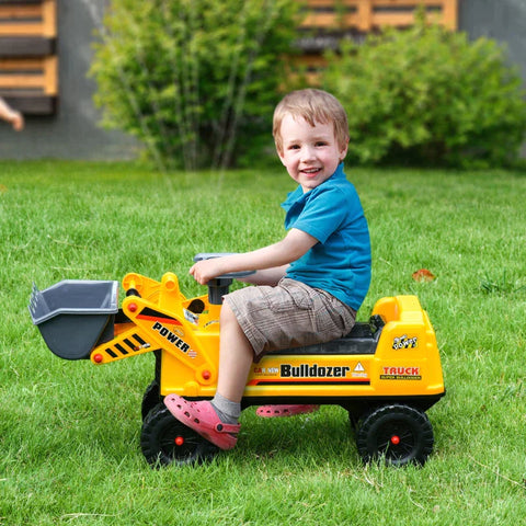 Rootz Kindergraafmachine - Kindergraafmachine - Glijwagen - Zandspeelgoed - Glijvoertuig voor kinderen - PP-kunststof - Geel/Zwart/Grijs - 70 x 26 x 37 cm