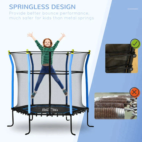 Rootz Trampoline - Mini Trampoline - Bouncer Jumper - With Enclosure Net - Blue - 163.5H cm