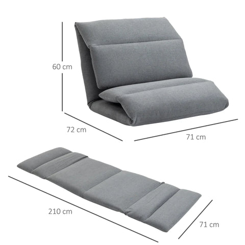 Rootz 2-in-1 Folding Guest Mattress - Seat Cushion - Flexible Seating - Imitation Linen - Floor Chair - Dark Gray - 72cm x 71cm x 60cm