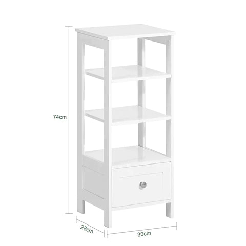 Rootz Side Table-End Table-Telephone Table-Lamp Table Sofa Table-Bedside Table with 3 Shelves and 1 Drawer