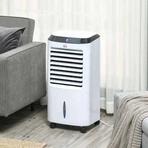 Rootz Air Cooler - Mobile Air Conditioner - With Air Humidification - Water Cooling Air Conditioner - 8h Timer Remote Control - White/Black - 38.2 x 31.6 x 76 cm