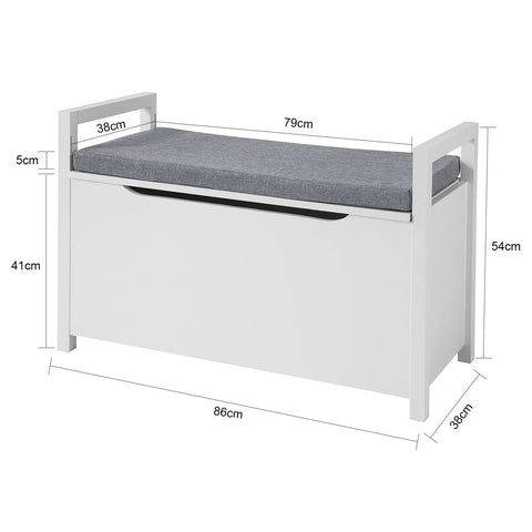 Rootz Storage Bench with Lift Up Top and Seat Cushion - Bench with Storage Chest - Toy Chest