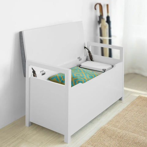 Rootz Storage Bench with Lift Up Top and Seat Cushion - Bench with Storage Chest - Toy Chest