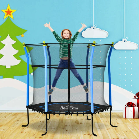 Rootz Trampoline - Mini Trampoline - Bouncer Jumper - With Enclosure Net - Blue - 163.5H cm