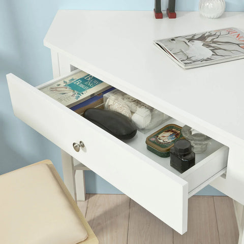 Rootz – Weißer Eckschreibtisch – Dreieckiger Tisch mit Schublade – Home-Office-Schreibtisch, Computertisch, Arbeitsplatz
