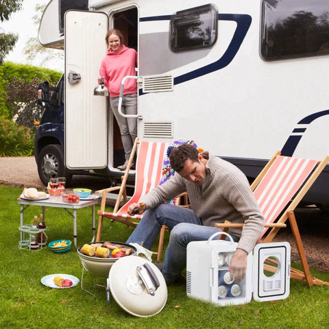Rootz Mini Fridge - 4L Car Fridge - Cool Box - Car and Camping - White - 25.8 x 20.5 x 26.3 cm