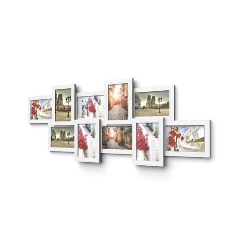 Rootz Photo Frame - Collage Photo Frame - Wall Mounted Photo Frame - Picture Frame - Wall Photo Frame - Decorative Photo Frame - Gallery Photo Frame -  White - 87 x 34 cm