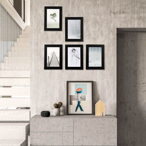 Rootz Fotorahmen – Collage-Fotorahmen – 5er-Set Fotorahmen – Wandmontierter Fotorahmen – Bilderrahmen – Wand-Fotorahmen – dekorativer Fotorahmen – Galerie-Fotorahmen – Schwarz – 13,5 x 18,6 cm