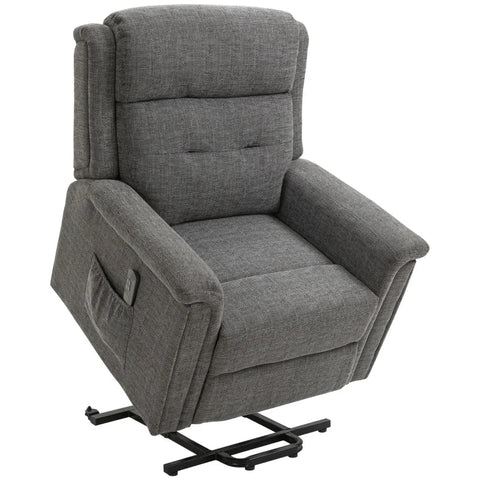 Rootz Recliner - Stand-up Chair - Armchair - Tv Chair - Incl. Remote Control - Footrest - Steel - Grey - 89L x 96W x 108H cm