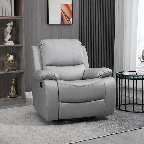 Rootz Relax Chair - Recliner - Tiltable Backrest - Rotatable Recliner - Rocker Function - With Footrest - Steel - Grey - 93 x 100 x 98Hcm