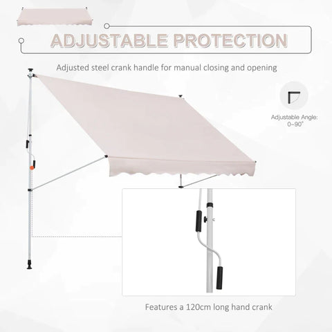 Rootz Luifel - Knikarmluifel - Klemluifel - Zonwering - Klaparm Handslinger - Balkon - Beige - 300 x 150 cm