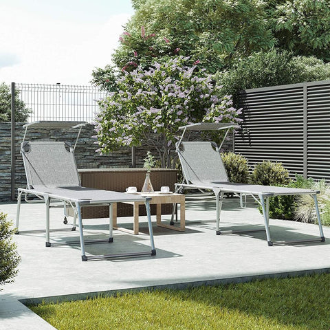 Rootz Sun Lounger - Outdoor Sun Lounger - Patio Sun Lounger - Garden Sun Lounger - Sunbed - Beach Sun Lounger - Portable Sun Lounger - Grijs - 65 x 200 x 48 cm (L x B x H)