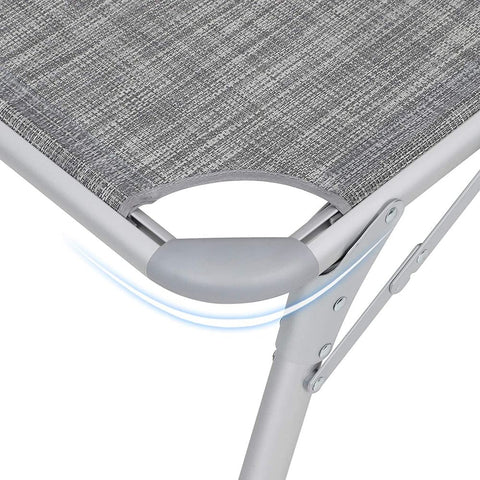 Rootz Sun Lounger - Outdoor Sun Lounger - Patio Sun Lounger - Garden Sun Lounger - Sunbed - Beach Sun Lounger - Portable Sun Lounger - Grijs - 65 x 200 x 48 cm (L x B x H)