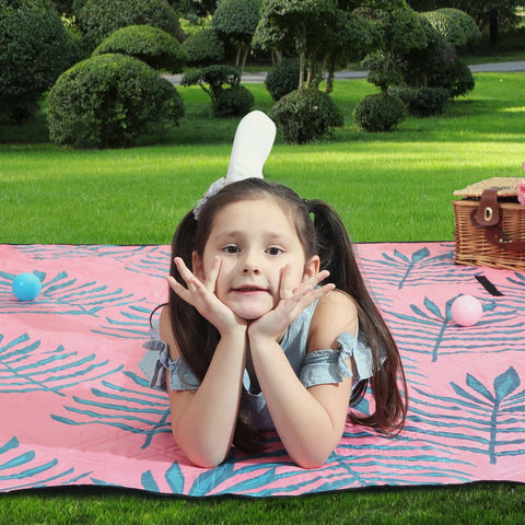 Rootz Picnic Blanket - Waterproof Picnic Blanket - Large Picnic Blanket - Portable Picnic Blanket - Family Picnic Blanket - Tropical Fern - 200 x 200 cm