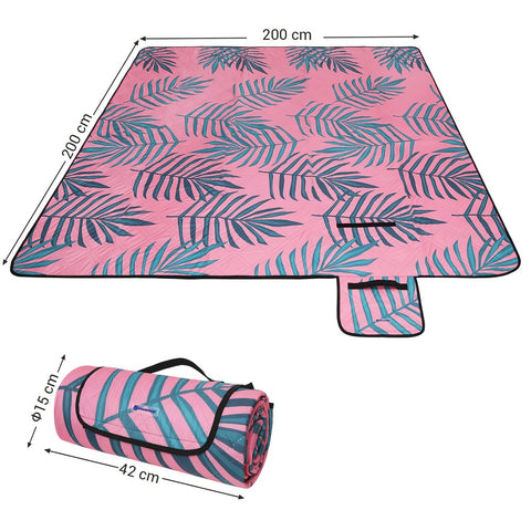 Rootz Picnic Blanket - Waterproof Picnic Blanket - Large Picnic Blanket - Portable Picnic Blanket - Family Picnic Blanket - Tropical Fern - 200 x 200 cm