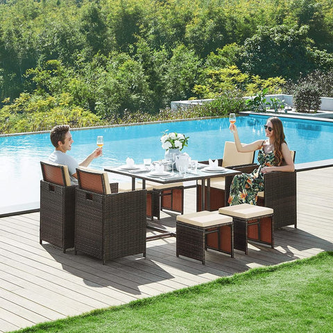 Rootz Balkonmeubelset - Outdoor Balkonset - Bistro Balkonset - Rotan Balkonmeubel - Bruin/Beige
