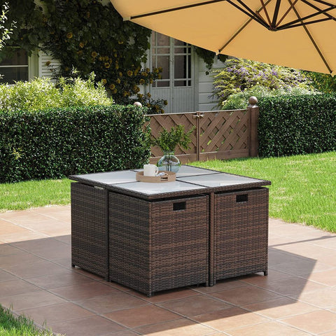 Rootz Balkonmeubelset - Outdoor Balkonset - Bistro Balkonset - Rotan Balkonmeubel - Bruin/Beige
