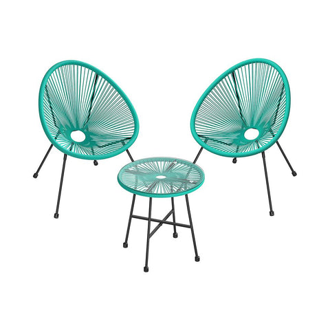 Rootz Garden Chairs Table Set - Outdoor Furniture Set - Outdoor Seating Set - Outdoor Relaxation Set - Black