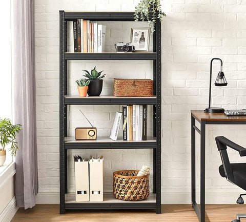Rootz Storage Rack - Storage Shelves - Heavy-Duty Shelving - 5 Levels Storage Rack - Metal Storage Shelves - Zwart - 150 x 75 x 30 cm