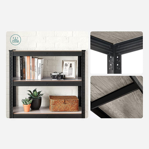 Rootz Storage Rack - Storage Shelves - Heavy-Duty Shelving - 5 Levels Storage Rack - Metal Storage Shelves - Zwart - 150 x 75 x 30 cm